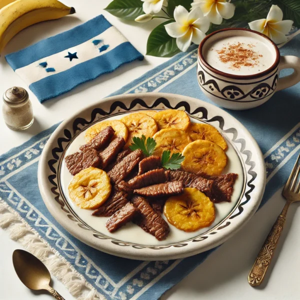 Tajadas con Carne Asada